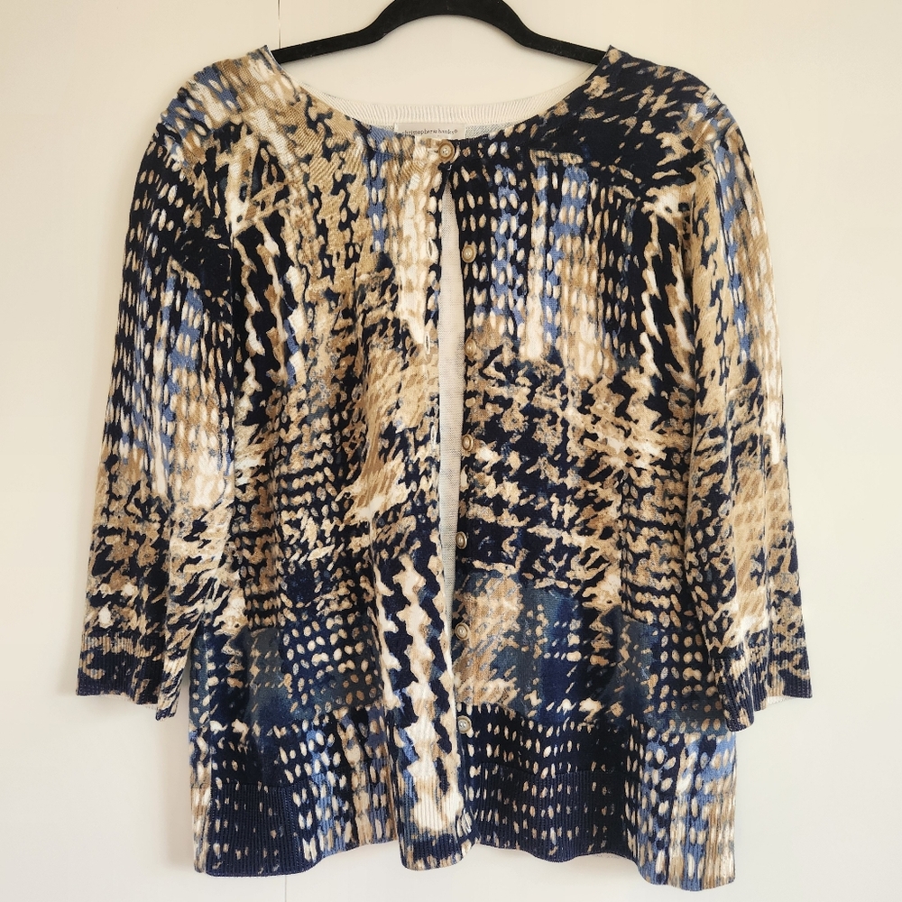 Christopher & Banks Printed Button Front Cardigan L
